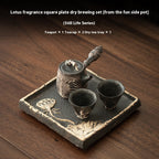 Household One Pot, Two Cups Wabi Sabi Air Dried Foam Set, Rough Pottery Retro