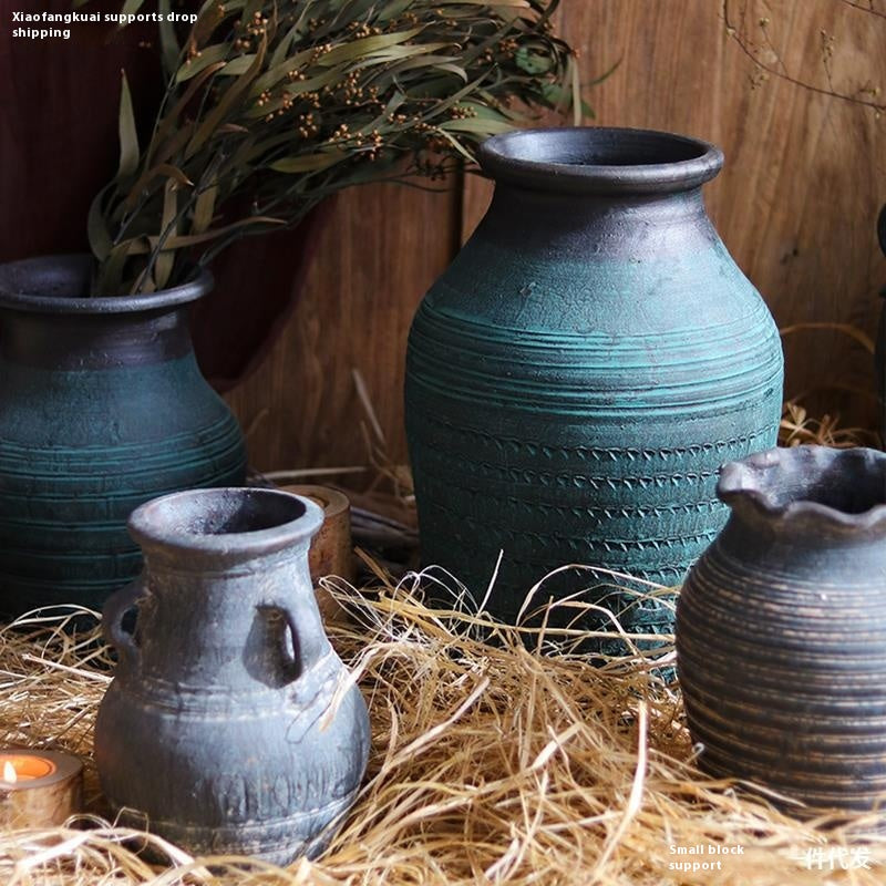 Flower Ware Antique Handmade Old Pottery Pot Flower Pot Earthen Jar Flower Arrangement