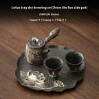 Household One Pot, Two Cups Wabi Sabi Air Dried Foam Set, Rough Pottery Retro