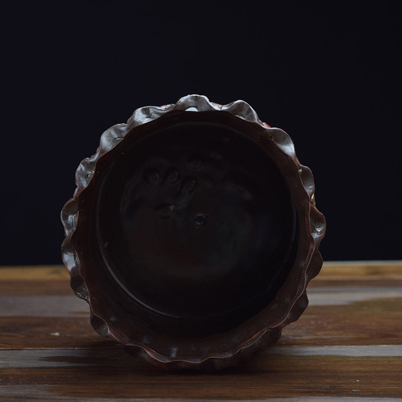 Retro Red Pottery Breathable Flowerpot Medium Caliber