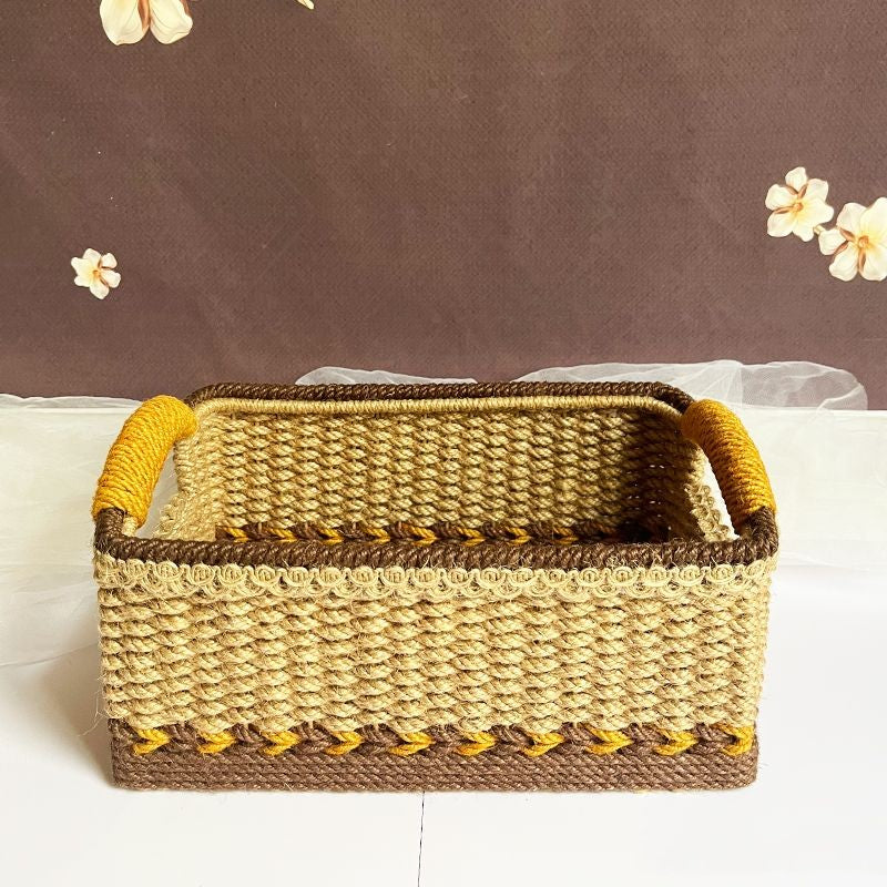 Handmade Woven Hemp Rope Vintage Storage Basket