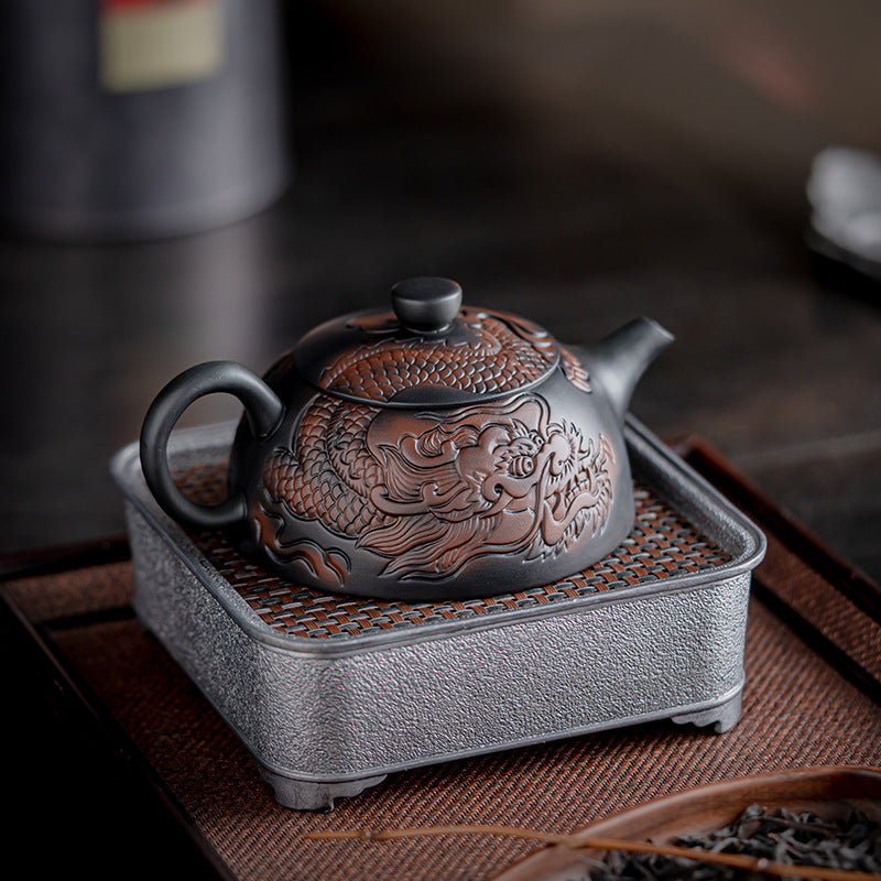 Dragon Year Xianglong Purple Pottery Teapot Relief Purple Clay Home Office Teapot Purple Sand Single Teapot
