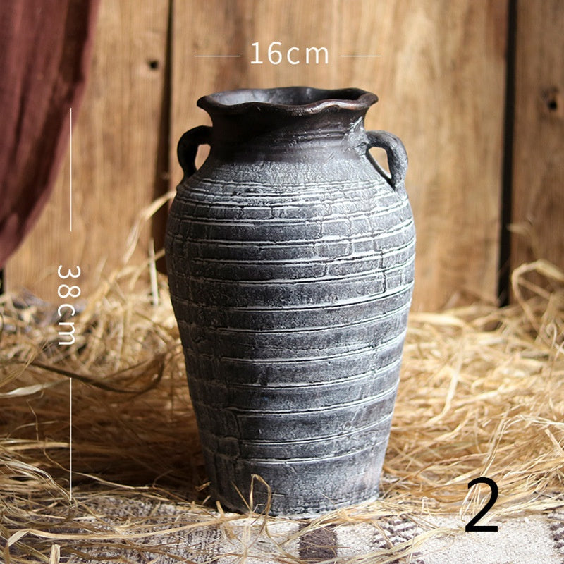Flower Ware Antique Handmade Old Pottery Pot Flower Pot Earthen Jar Flower Arrangement