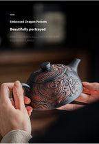 Dragon Year Xianglong Purple Pottery Teapot Relief Purple Clay Home Office Teapot Purple Sand Single Teapot