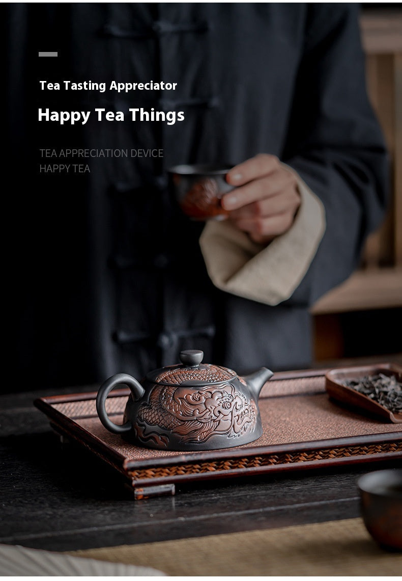 Dragon Year Xianglong Purple Pottery Teapot Relief Purple Clay Home Office Teapot Purple Sand Single Teapot