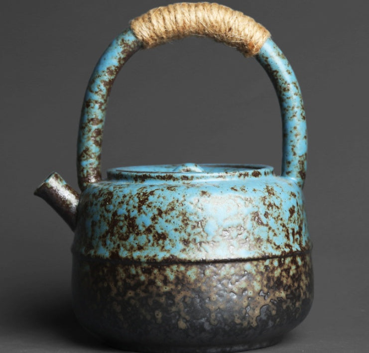 Large Teapot With Handle In Coarse Pottery