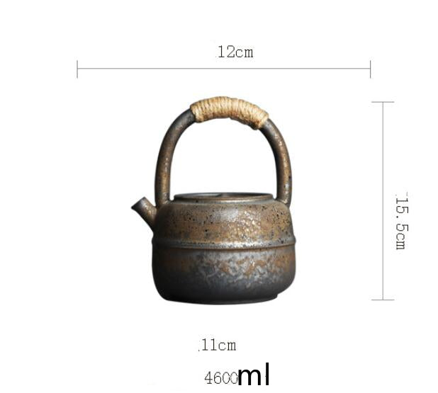 Large Teapot With Handle In Coarse Pottery