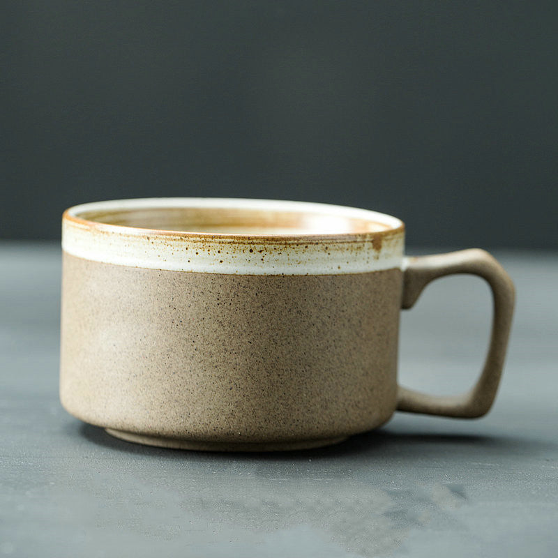 Japanese Rough Pottery Coffee Cup Handmade Creative Lovers Tea Cup Retro Personality Breakfast Milk Cup Art Mug