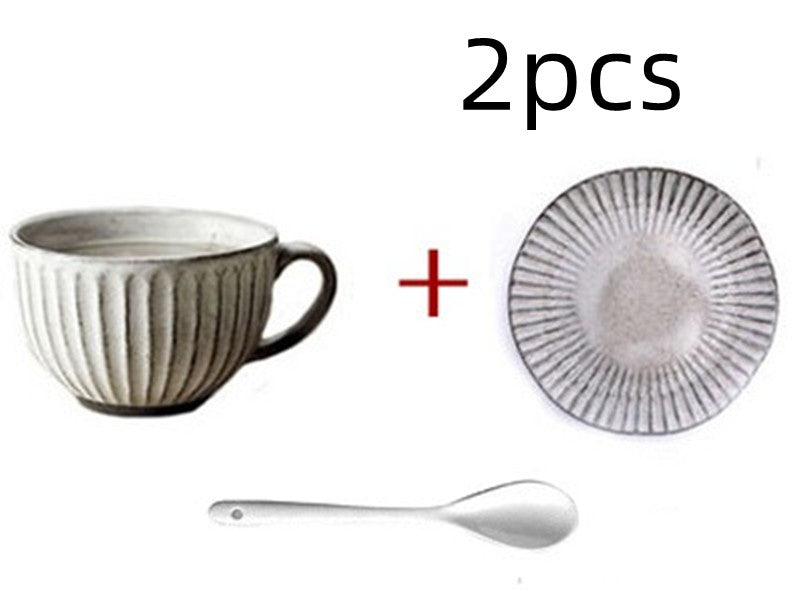 Vintage Creative Rough Pottery Water Cup Mug Mug Cup, Flower Cup, Latte Big Breakfast Cup, Dessert Coffee Cup