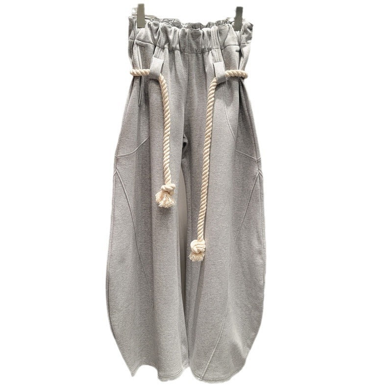 Woven Hemp Rope Belt Loose Wide Leg Leisure Bloomers