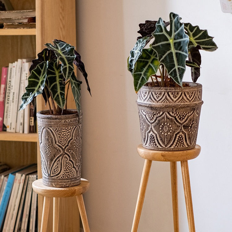 Vintage Art Red Pottery Flower Pot Classic Element Flower Ware Clay Pot