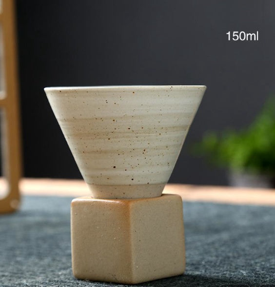 Japanese Style Coarse Pottery Mug Cross-border Hot Drink Retro Creative Hand-pulled Glaze Latte Art Coffee Ceramic Cup