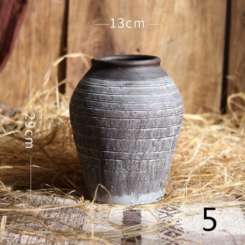 Flower Ware Antique Handmade Old Pottery Pot Flower Pot Earthen Jar Flower Arrangement