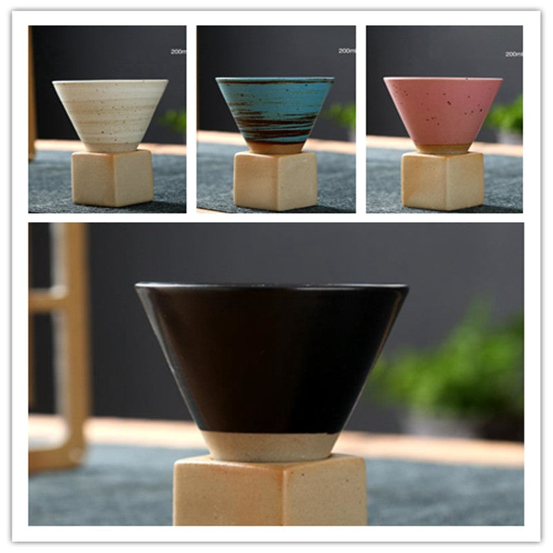 Japanese Style Coarse Pottery Mug Cross-border Hot Drink Retro Creative Hand-pulled Glaze Latte Art Coffee Ceramic Cup