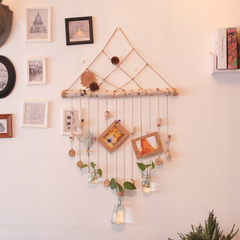 Northern European Pastoral Hemp Rope Natural Stick Hanging Curtain Decoration