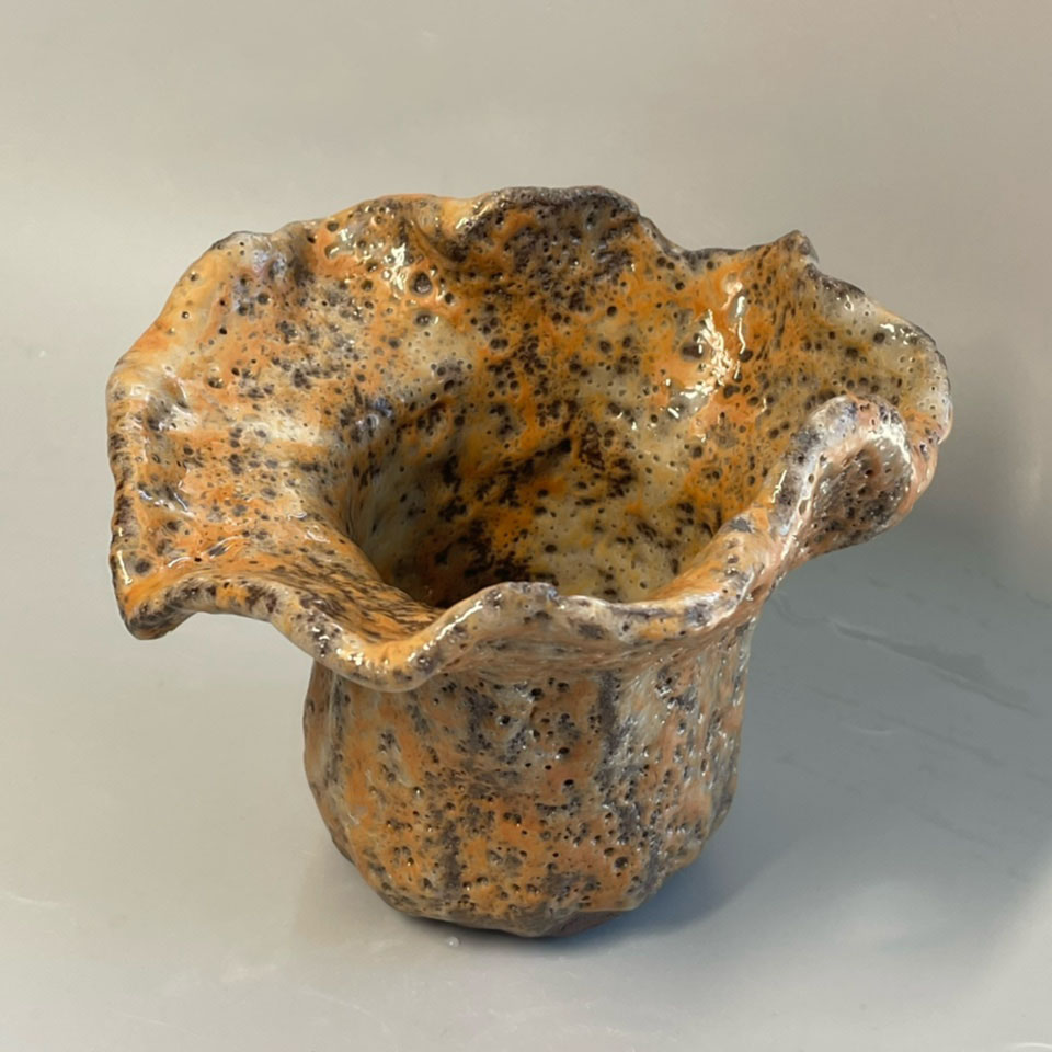 Hand Kneaded Coarse Pottery High Temperature Environmental Protection Grey Glaze Worm Hole Tea Set