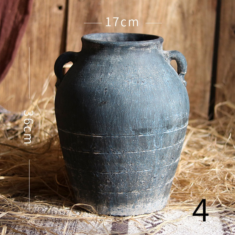 Flower Ware Antique Handmade Old Pottery Pot Flower Pot Earthen Jar Flower Arrangement