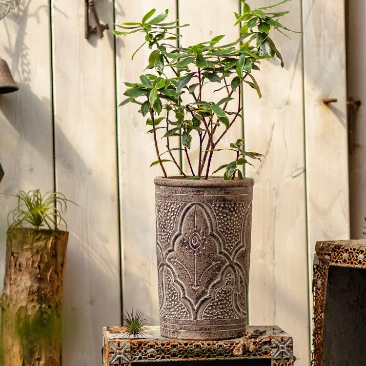 Vintage Art Red Pottery Flower Pot Classic Element Flower Ware Clay Pot