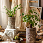 Vintage Art Red Pottery Flower Pot Classic Element Flower Ware Clay Pot