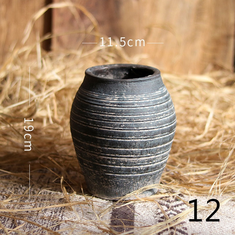 Flower Ware Antique Handmade Old Pottery Pot Flower Pot Earthen Jar Flower Arrangement