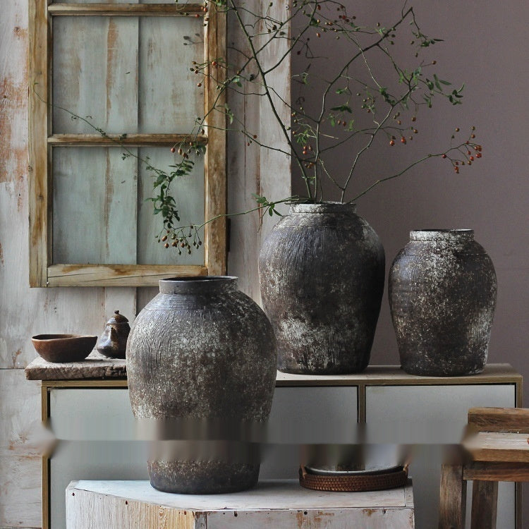 Handmade Coarse Pottery Vase Retro Style