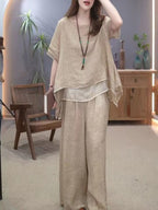 Retro Tencel Cotton And Hemp Set For Women