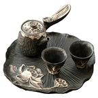 Household One Pot, Two Cups Wabi Sabi Air Dried Foam Set, Rough Pottery Retro