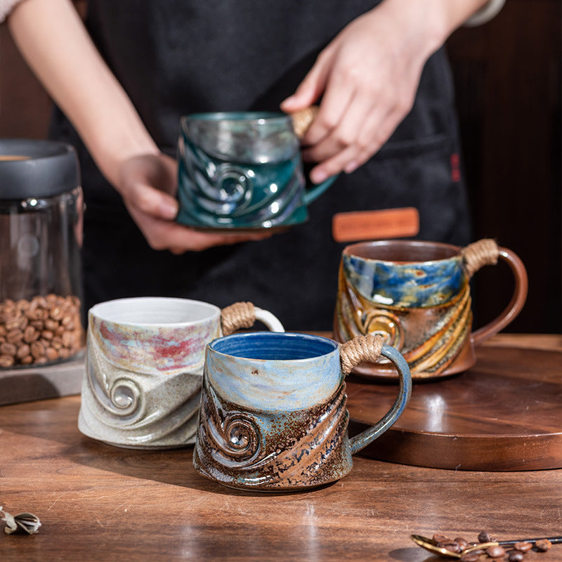 Vintage Spiral Hemp Rope Creative Porcelain Cup