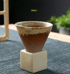 Japanese Style Coarse Pottery Mug Cross-border Hot Drink Retro Creative Hand-pulled Glaze Latte Art Coffee Ceramic Cup