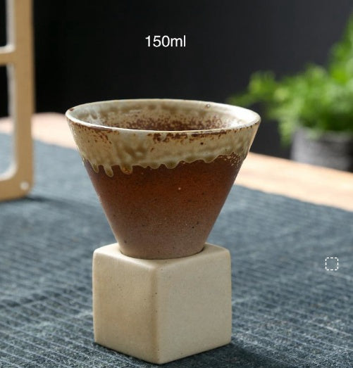 Japanese Style Coarse Pottery Mug Cross-border Hot Drink Retro Creative Hand-pulled Glaze Latte Art Coffee Ceramic Cup