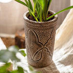 Vintage Art Red Pottery Flower Pot Classic Element Flower Ware Clay Pot