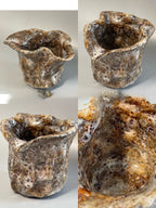 Hand Kneaded Coarse Pottery High Temperature Environmental Protection Grey Glaze Worm Hole Tea Set