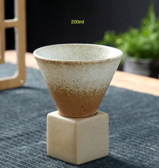 Japanese Style Coarse Pottery Mug Cross-border Hot Drink Retro Creative Hand-pulled Glaze Latte Art Coffee Ceramic Cup