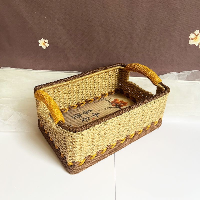 Handmade Woven Hemp Rope Vintage Storage Basket