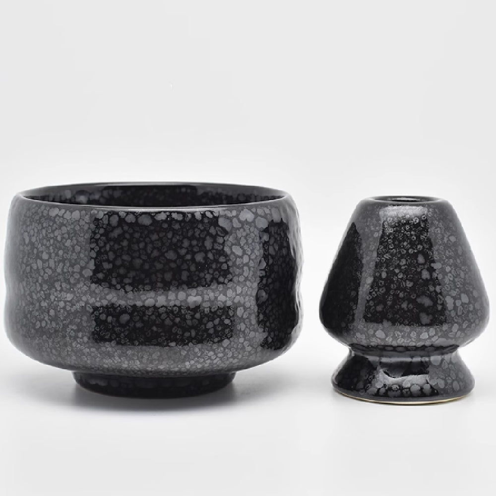 Japanese Black Tianmu Partridge Oil Drop Glazed Matcha Bowl Coarse Pottery Tea Set