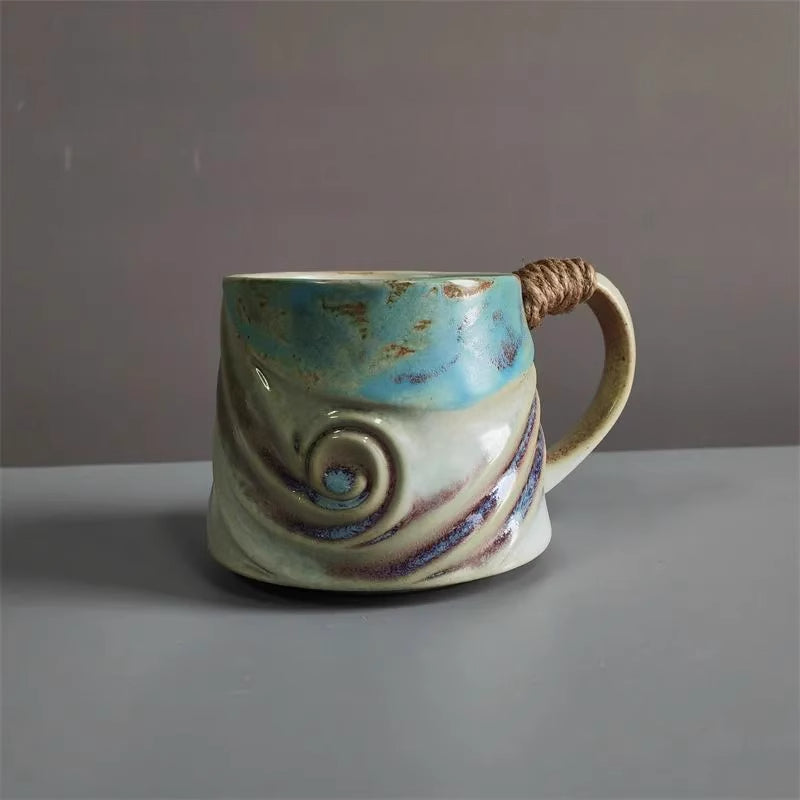 Vintage Spiral Hemp Rope Creative Porcelain Cup