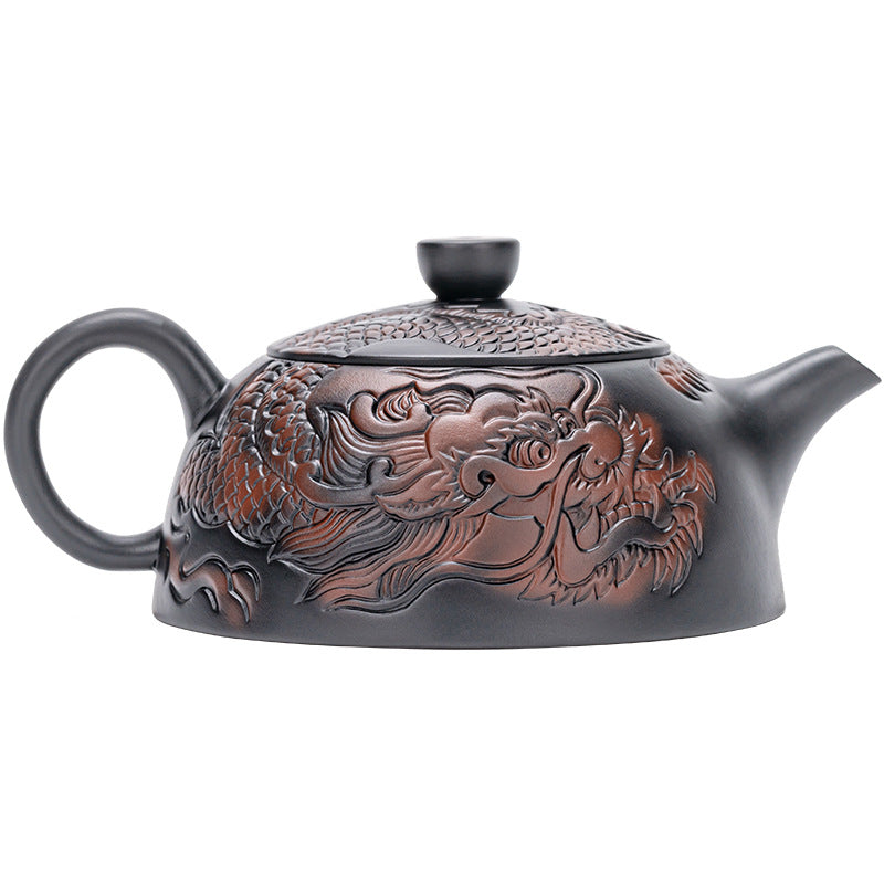 Dragon Year Xianglong Purple Pottery Teapot Relief Purple Clay Home Office Teapot Purple Sand Single Teapot