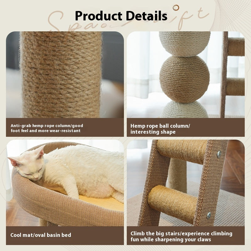 Small Cat Nest Hemp Rope Scratching Post Integrated Chamfer