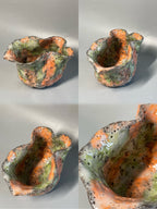 Hand Kneaded Coarse Pottery High Temperature Environmental Protection Grey Glaze Worm Hole Tea Set
