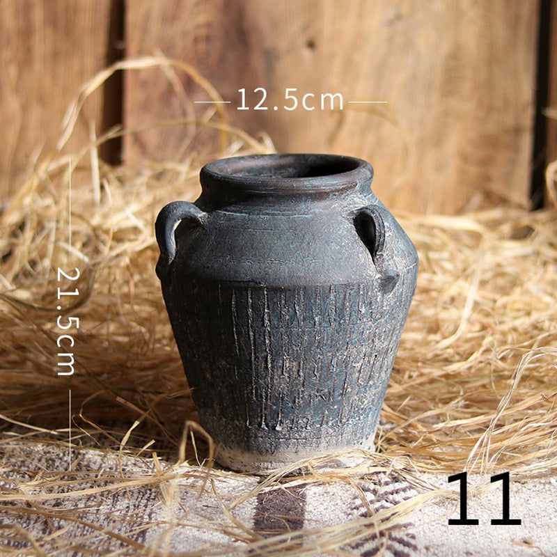 Flower Ware Antique Handmade Old Pottery Pot Flower Pot Earthen Jar Flower Arrangement