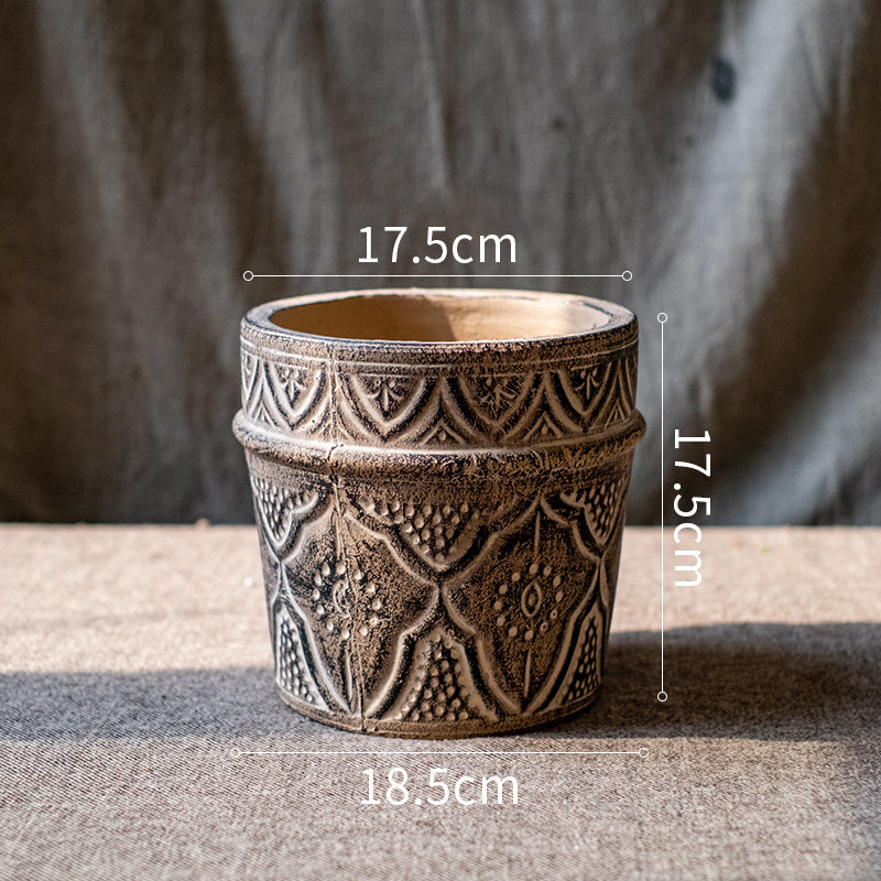 Vintage Art Red Pottery Flower Pot Classic Element Flower Ware Clay Pot