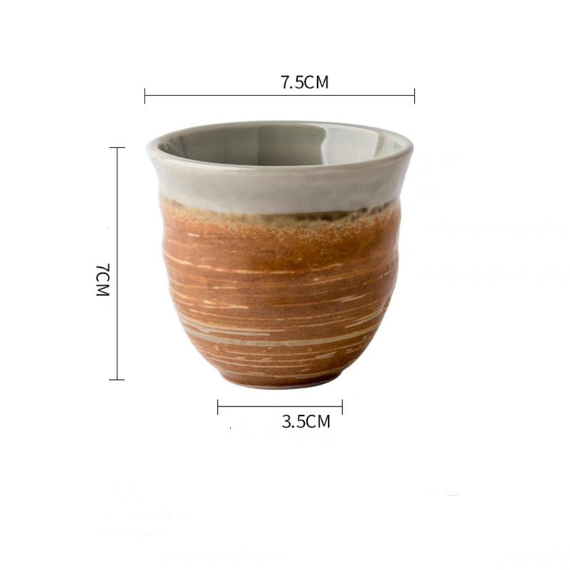 Japanese Style Coarse Pottery Cup Retro Hand Made Tea Cup Gradient Color Cup