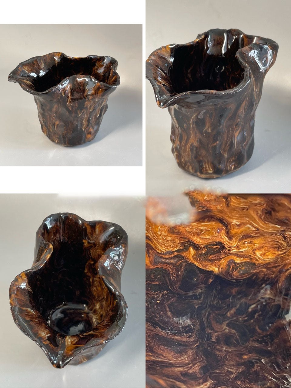 Hand Kneaded Coarse Pottery High Temperature Environmental Protection Grey Glaze Worm Hole Tea Set