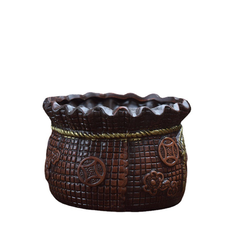 Retro Red Pottery Breathable Flowerpot Medium Caliber