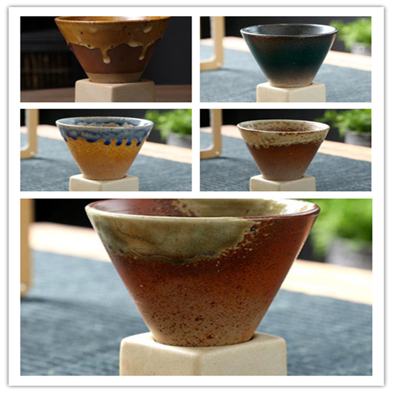 Japanese Style Coarse Pottery Mug Cross-border Hot Drink Retro Creative Hand-pulled Glaze Latte Art Coffee Ceramic Cup