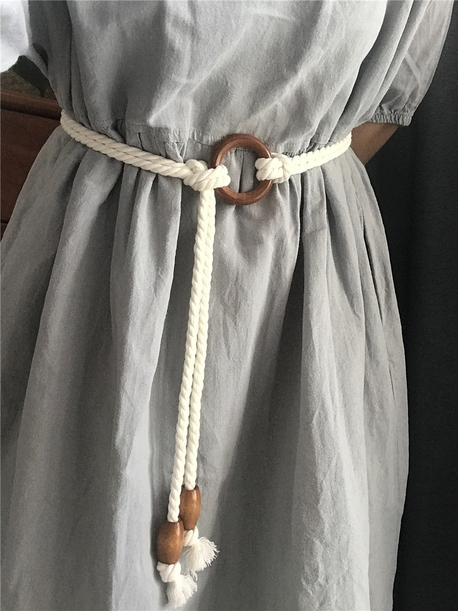 Cotton And Hemp Rope Dress Sub Belt