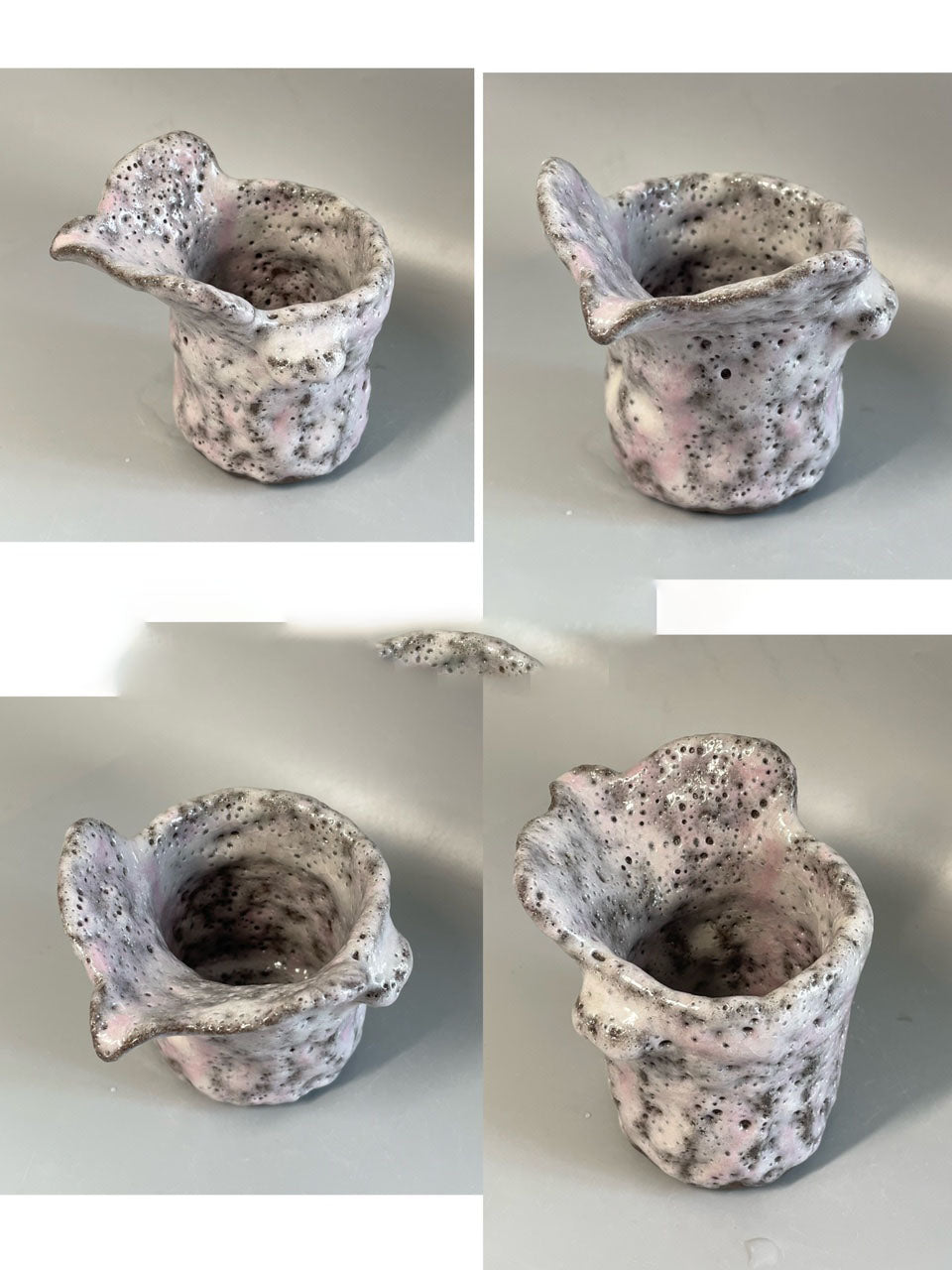 Hand Kneaded Coarse Pottery High Temperature Environmental Protection Grey Glaze Worm Hole Tea Set