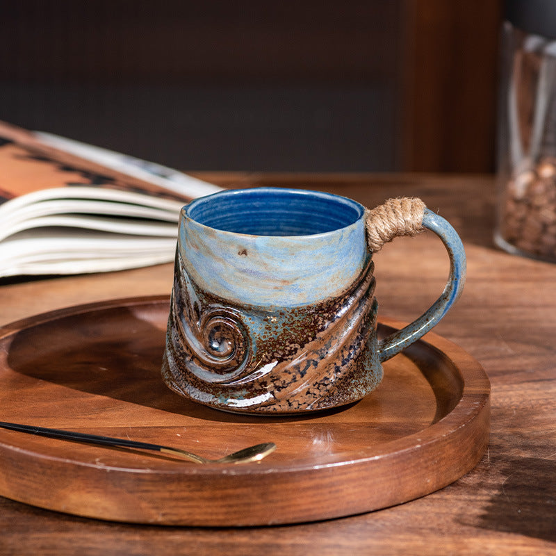 Vintage Spiral Hemp Rope Creative Porcelain Cup