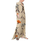 Cotton And Hemp Color Lapel Pocket Simple Loose Casual Long Dress