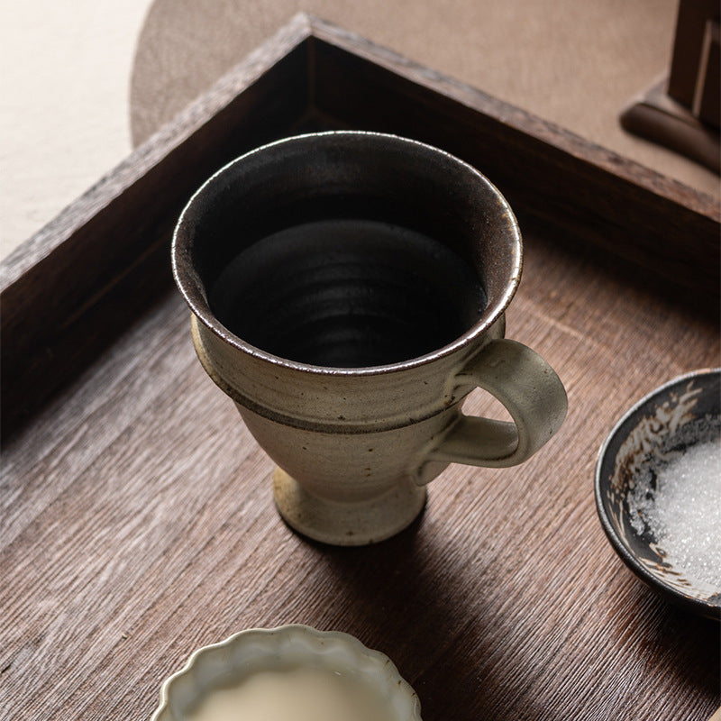 Handmade Coarse Pottery Speaker Open Coffee Cup